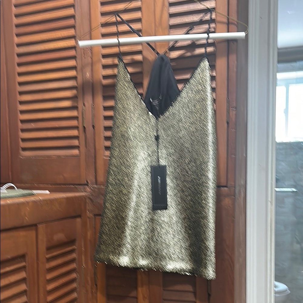 BCBG Gold Sequin Spaghetti Strap Camisole